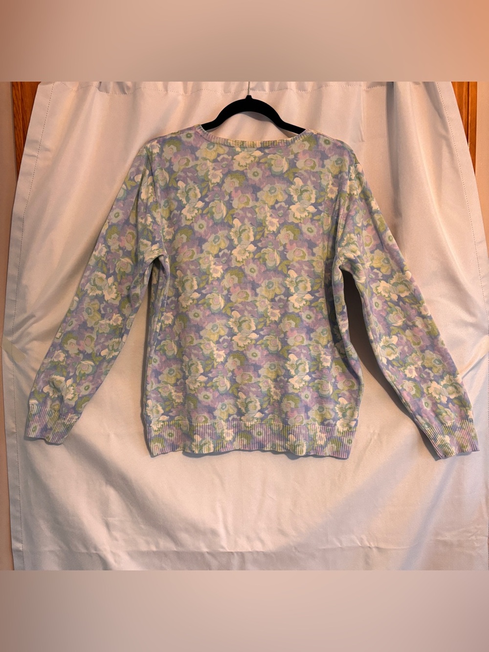 L.L. Bean Pastel Floral Knit Cardigan - Lavender, Light Green, Cream ~ Sz XL - Picture 2 of 6